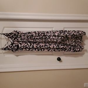 Black, white and light pink midi dress